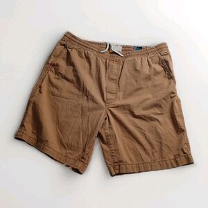 H&M Men Large Regular Fit Mid Length Pull On Drawstring Elastic Light Brown Shor